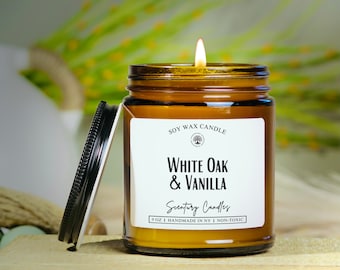 White Oak & Vanilla Scented Soy Candle | Or Choose From 31 Different Scents