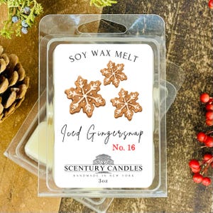 STRONG Scented Christmas Wax Melts - 8 Scents to Choose - Holiday Wax Melts - Winter/Holiday Scents - Soy Wax Melt Cubes - Iced Gingersnap