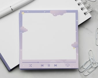 Mellonightio Handmade Memo Pads | Dreamy Spotify Notepads | Cute Kawaii Stationery Journal Planner