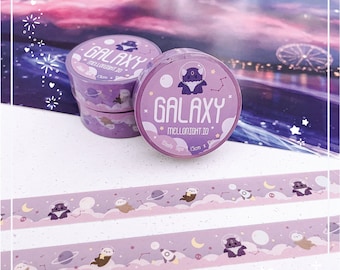 Cloudy Galaxy Washi Tape 1.5cm x 10m | Cute Aesthetic Decorative Masking Tape | Perfect for Planner, Journal, Crafts, Gifts, Packaging