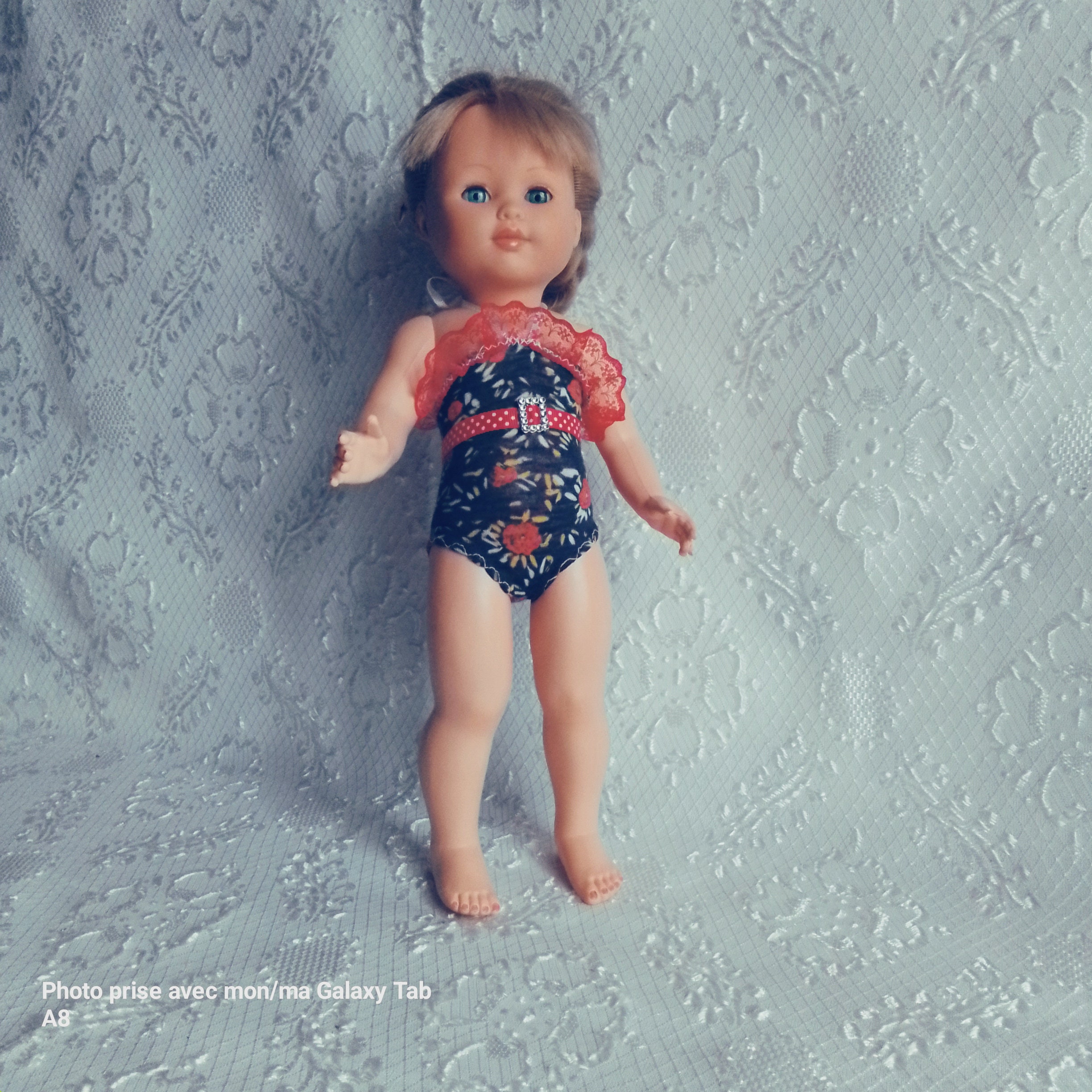 Maillot De Bain Deux Pièces Pour Poupée Petit Colin - Taille 40 Cm, Fait Main En France