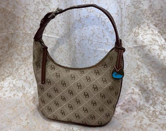 Vintage Dooney & Bourke Brown Monogram Shoulder Bag Tophandle Purse