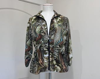 Y2K Women’s Bling Track Jacket Vintage Animal Print Zip Up Sweatshirt