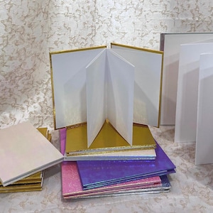 Accordion Fold Sketchbook Blank Scrapbook or Standing Photo Album - Embossed Metallic Cover, Bristol Paper