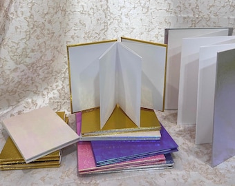 Accordion Fold Sketchbook Blank Scrapbook or Standing Photo Album - Embossed Metallic Cover, Bristol Paper