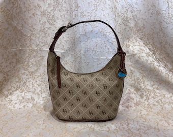 Vintage Dooney & Bourke Brown Monogram Shoulder Bag Tophandle Purse