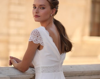 Elegant Chiffon Wedding Dress, Unique Wedding Dress, Chiffon White Dress, Rustic Wedding Dress, Boho Bridal Dress