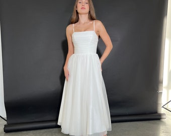 Casual Wedding Dress, Midi Wedding Dress, Civil Wedding Dress, Off White Midi Dress