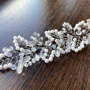 Bridal Hair Vine Bridal Hair Accessories Wedding Hair Vine Crystal and Pearl Hair Vine Wedding Hair Accessories Wedding Hairpiece image 3