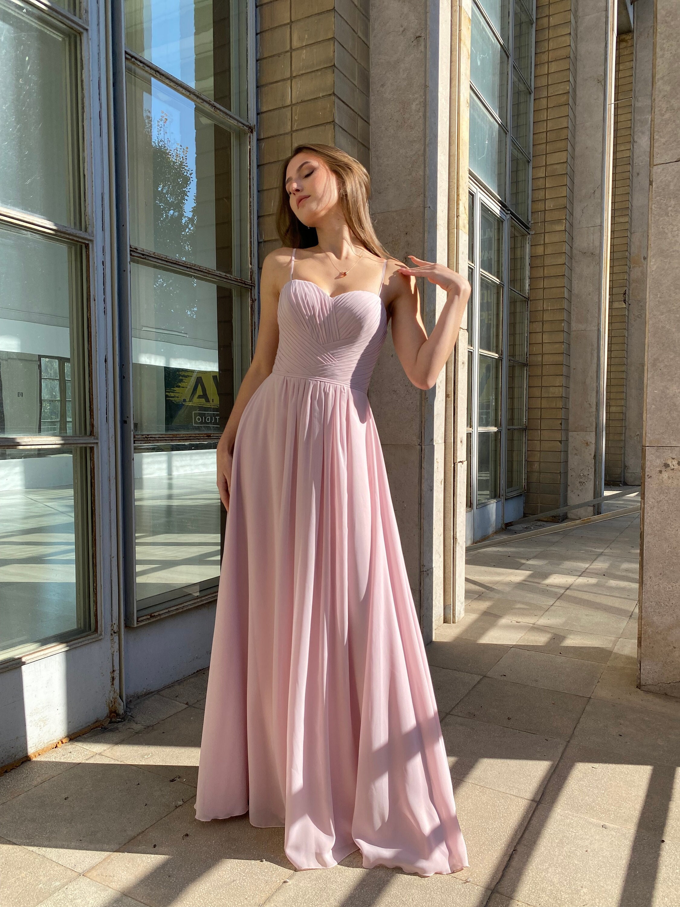 Lovely Soft Pink Floor Length Party Dress, Tulle A-Line Evening Prom D