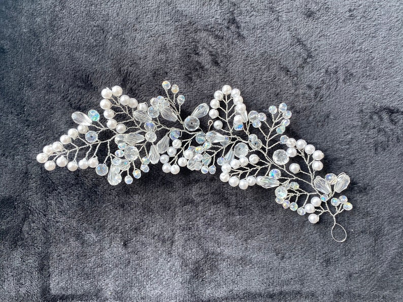 Bridal Hair Vine Bridal Hair Accessories Wedding Hair Vine Crystal and Pearl Hair Vine Wedding Hair Accessories Wedding Hairpiece image 1