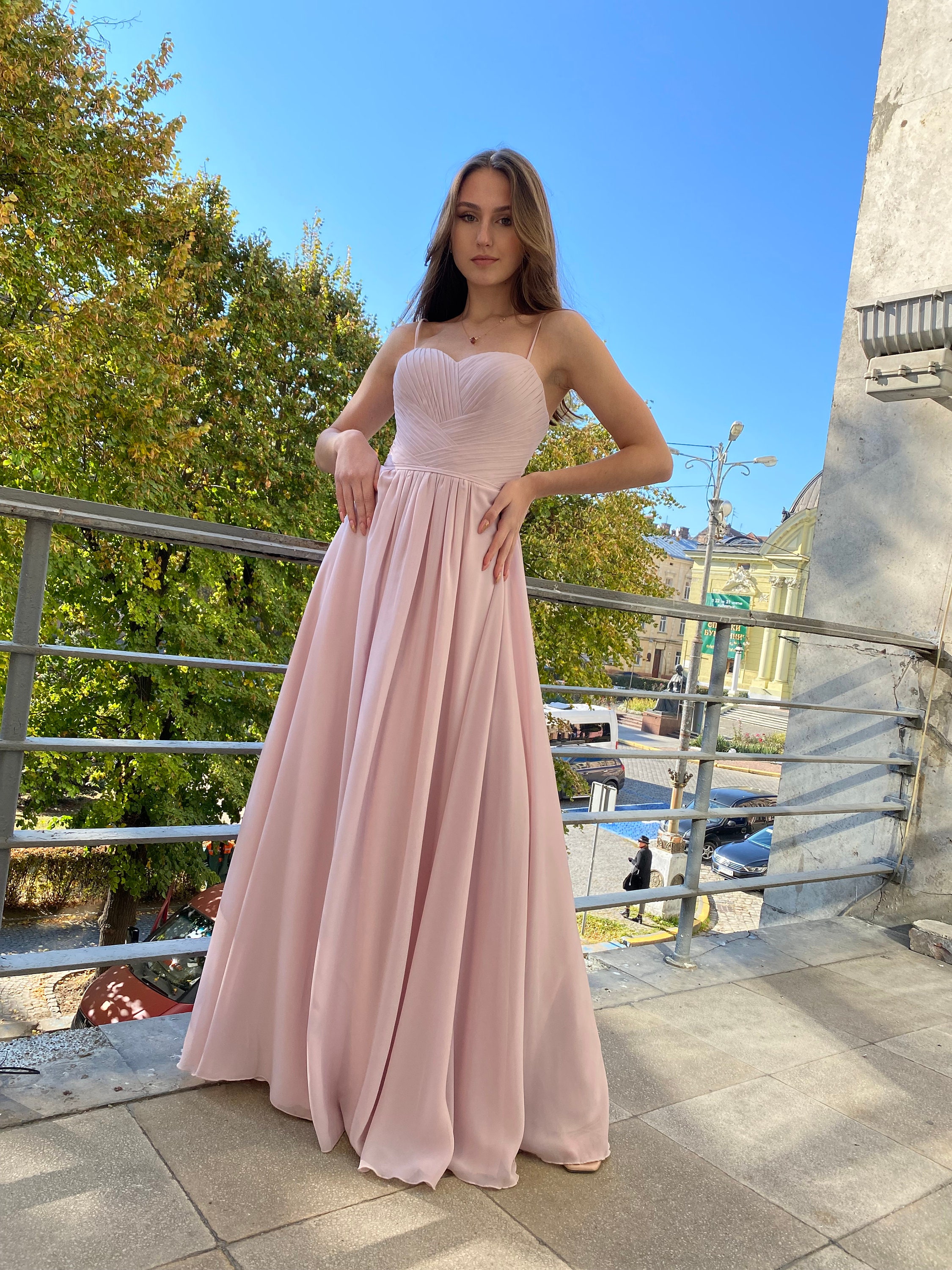 Long light 2025 pink evening dress