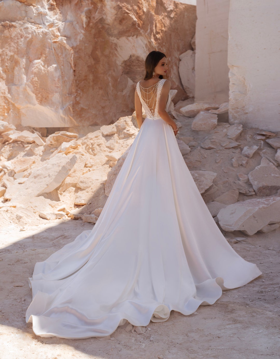 Princess Wedding Dress, Satin Wedding Gown, Luxury Wedding Dress, Satin ...
