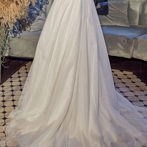 Modest Wedding Dress, Unique Wedding Dress, Lace Illusion Back Dress, High Neck Boho Wedding Dress, image 7