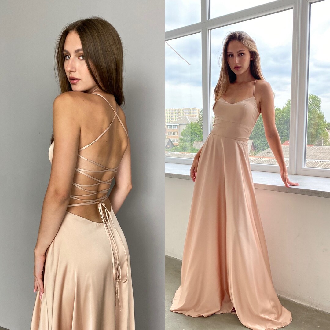 Open Back Infinity Dress Bronze Prom Dress Custom Elegant Etsy