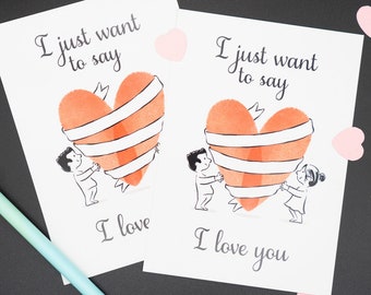 Carte Saint Valentin - I love you - illustration originale