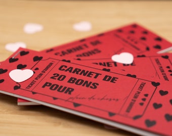 Carnet de 20 "bons pour"  - à offrir - cadeau à personnaliser soi même