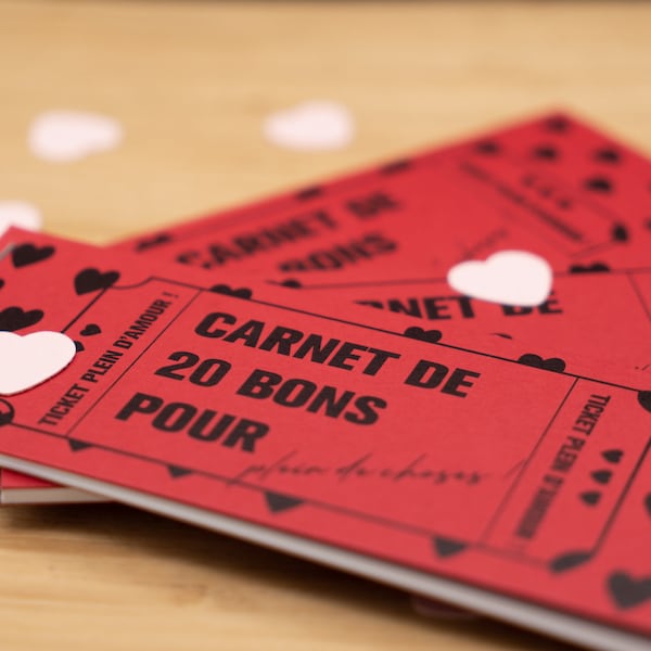 Carnet de 20 "bons pour"  - à offrir - cadeau à personnaliser soi même