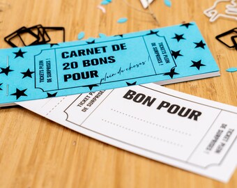 Carnet de 20 "bons pour" design étoiles - à offrir - cadeau personnalisé