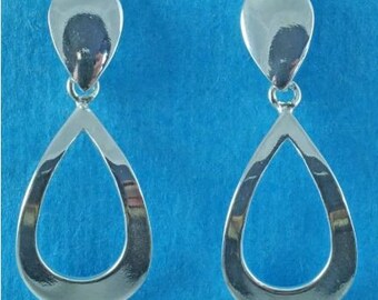 Silver Teardrop Drop Earrings 925 Sterling