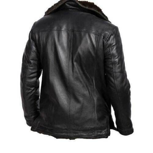 Mens Aviator Shearling Bomber Black Genuine Sheepskin Leather - Etsy UK