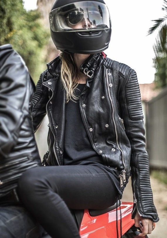 New Women Ladies Jacket Biker Black Moto Genuine Real Lambskin - Etsy