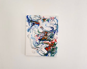 Pintura em tela giratória | Rosa, azul profundo, verde, laranja, branco | Pintura artesanal