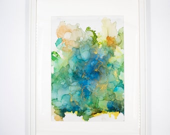 Filled Blue Handmade Ink Art