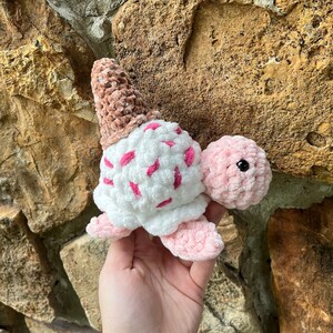 Handmade Customizable Crochet Ice Cream Turtle Plushie - Adorable and Unique Toy - Perfect Gift for Kids - Personalized Soft Stuffed Animal