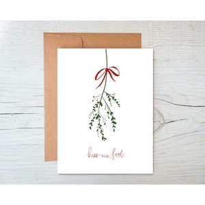 Embrasse-moi, carte de Noël imbécile | Carte de gui | Carte de vœux