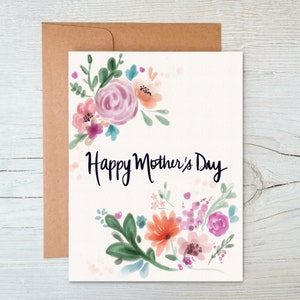 Carte de bonne fête des mères | Aquarelle florale | Toute carte florale occasionnelle | Texte personnalisé disponible