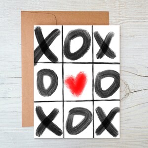 Tic-Tac-XOXO | Carte de Saint-Valentin | Je t'aime carte | Câlins et bisous | Tic tac des orteils