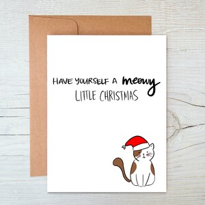 Fatti un piccolo Natale miagolante/Cartolina di buon Natale/Buone vacanze/Cartolina di Natale con giochi di parole con gatti/Cartolina di Natale con Punny