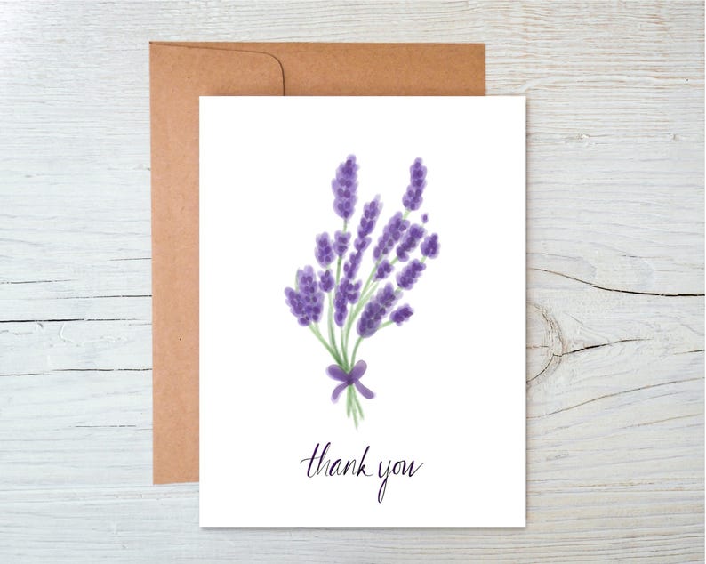 Thank You Card | Lavender Thank You | Floral Thank You - Etsy