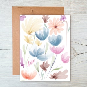Carte toutes occasions | Toute carte d'occasion | Aquarelle florale sous-marine | Bonjour carte | Carte Je pense à vous