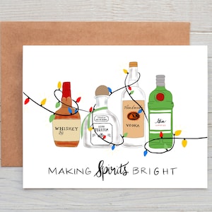 Rendre les spiritueux brillants | Carte Pour Les Fêtes | Carte de Noël | Bouteilles d'alcool | Cocktails de Noël | Boissons des Fêtes