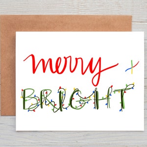 joyeux + lumières vives | carte de vacances | carte de Noël