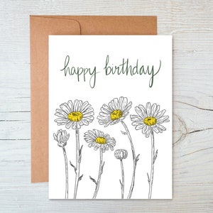 Cartão de feliz aniversario | Margaridas | Aniversário floral | Aniversário Margarida