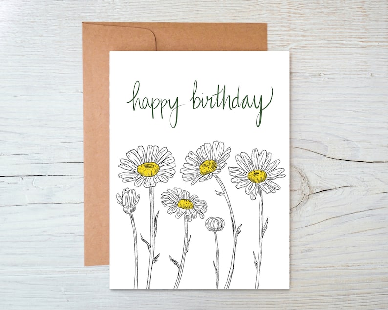 Happy Birthday Card | Daisies | Floral Birthday | Daisy Birthday - Etsy