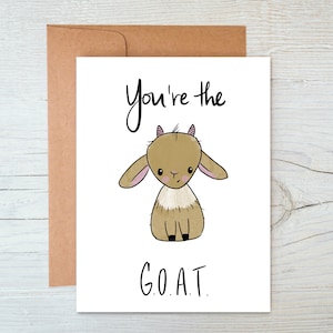 Vous êtes le G.O.A.T. Carte | Carte d'amitié | Carte Je t'aime | Carte Chèvre