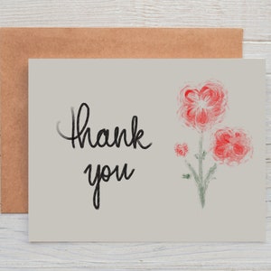 Carte de remerciement | Floral rouge