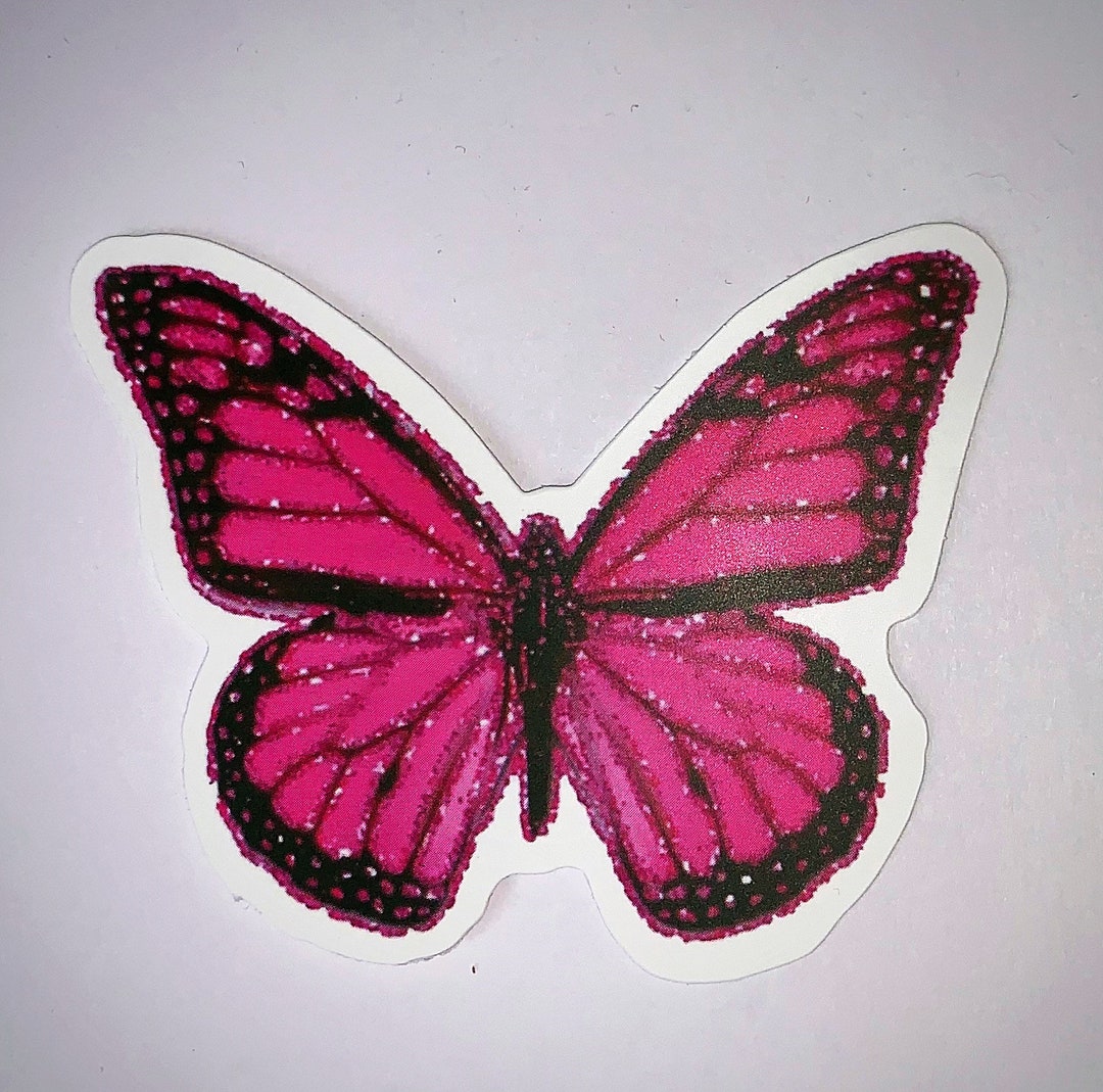 Hot Pink Glitter Effect Butterfly Sticker Individual Sticker Etsy
