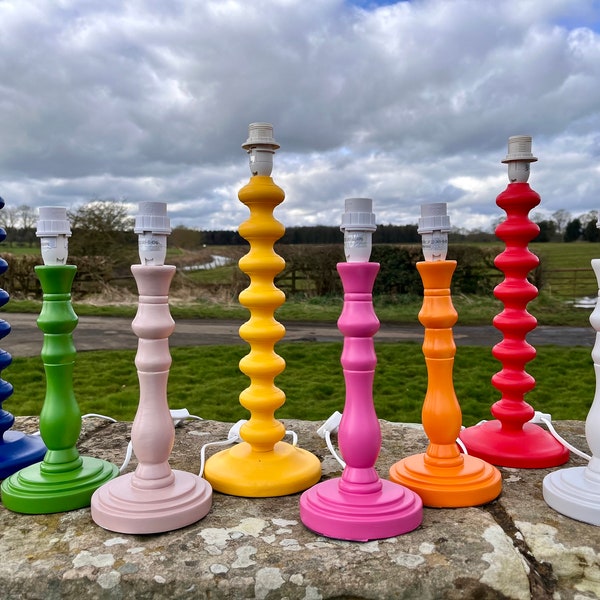 Brightly coloured table lamp bases