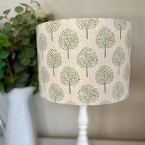 Sage green mulberry tree lampshade, drum style
