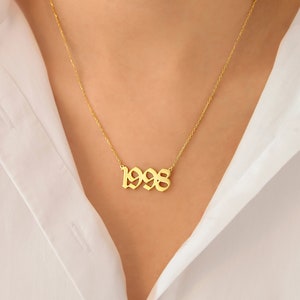 Custom Year Necklace, Personalized Birth Year - Special Date Pendant, Personalized Sterling Silver Numbers Jewelry