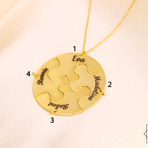 Personalized Four Puzzle Name Necklace, Customized Pendant, Family or Friendship Gifts