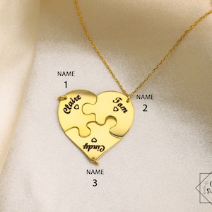 Silver Heart Puzzle Name Necklace ,Personalized Pendant Sterling Silver Necklace,Customized Family Friendship Love Pendants BFF Keyring Gift