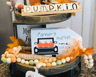 Farmers Market Vintage Truck Pumpkin Patch Wood Tag, Fall Farmhouse Decor, Vintage Truck Fall Pumpkin, Autumn Decor, Fall Tiered Tray Decor