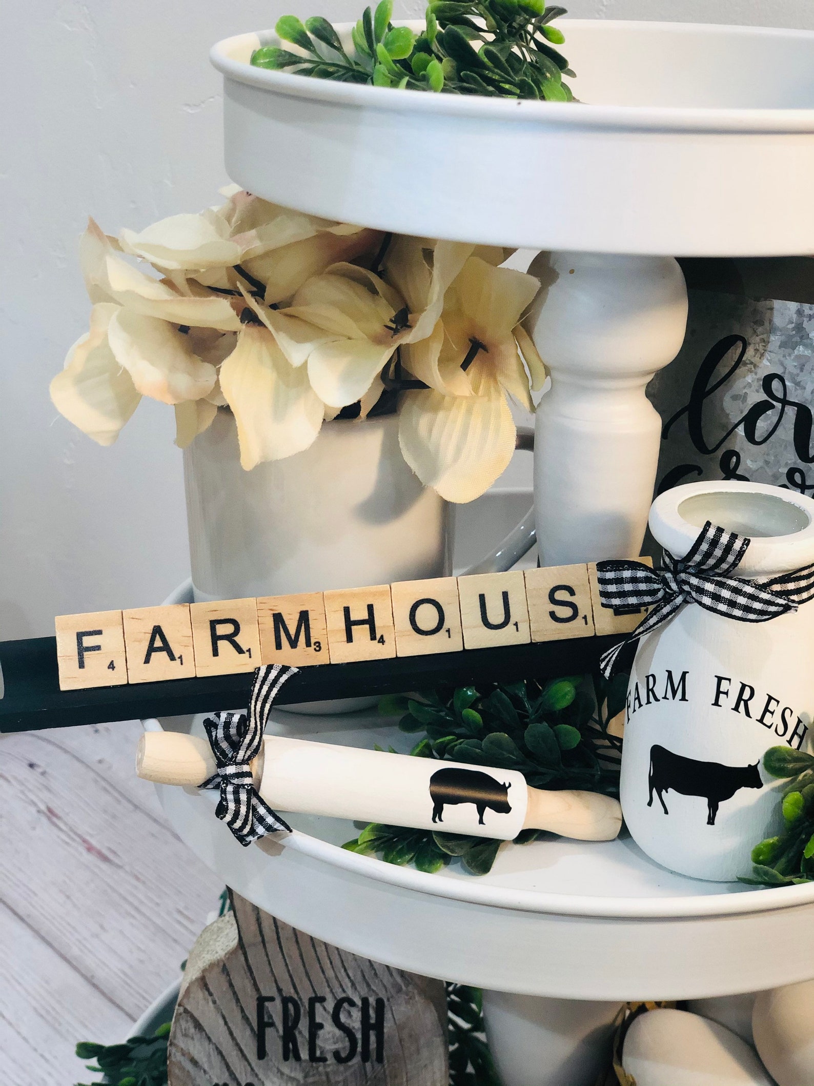 Vintage Milk Jug, Fresh Milk Farmhouse Mini Tier Tray Decor, Farm Fresh ...