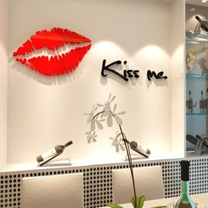 3D Kiss Me - Wall Decal - Simple Modern Home Decor